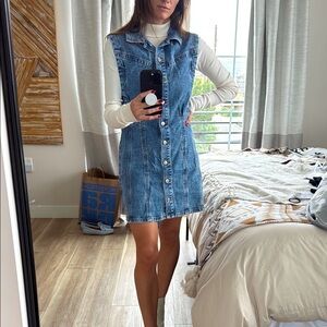 Denim Sleeveless Button-Down Dress
